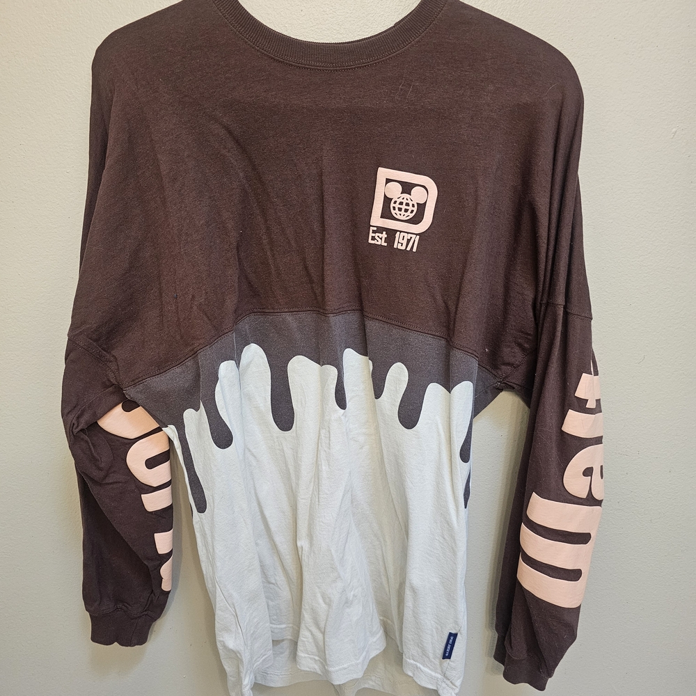 Brown and White Women's Jersey Top